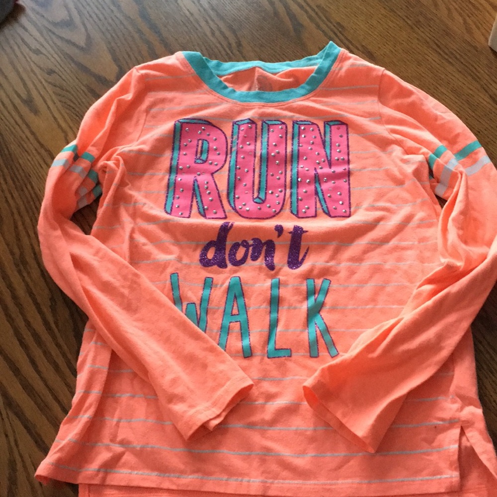 Neon orange striped longsleeve T Kohls size 10